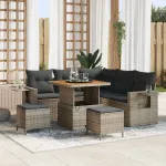Set de canapele pentru grădină cu pernă 9 pcs Gri poliratan GartenMobel Dekor