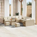 Set de canapele pentru grădină cu pernă 13 pcs Bej poliratan GartenMobel Dekor