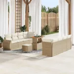 Set de canapele pentru grădină 11 pcs Bej Rattan poli GartenMobel Dekor