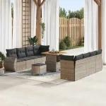 Set de canapele pentru grădină 11 pcs Gri Rattan poli GartenMobel Dekor