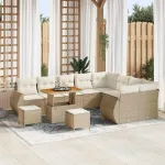 Set de canapele pentru grădină 12 pcs Bej și crem Poli Rattan GartenMobel Dekor
