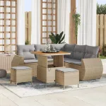 Set de canapele pentru grădină 8 pcs Beige și gri deschis GartenMobel Dekor