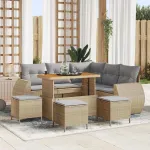 Set de canapele pentru grădină 9 pcs Beige și gri deschis GartenMobel Dekor