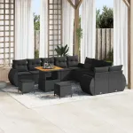 Set de canapele pentru grădină cu pernă 13 pcs Negru GartenMobel Dekor