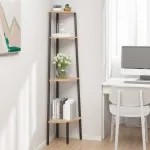 Raft de colț cu 4 niveluri, maro deschis și negru, 45,5x31,5x150 cm GartenMobel Dekor