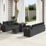 Set de canapele pentru grădină 10 pcs Negru Poli Rattan GartenMobel Dekor