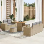 Set de canapele pentru grădină 8 pcs Beige și gri deschis GartenMobel Dekor