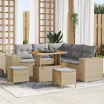 Set de canapele pentru grădină 8 pcs Beige și gri deschis GartenMobel Dekor