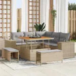 Set de canapele pentru grădină 8 pcs Beige și gri deschis GartenMobel Dekor