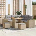 Set de canapele pentru grădină 8 pcs Beige și gri deschis GartenMobel Dekor