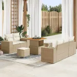 Set de canapele pentru grădină 8 pcs Bej și crem Poli Rattan GartenMobel Dekor