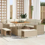 Set de canapele pentru grădină 8 pcs Bej și crem poliratan GartenMobel Dekor