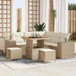 Set de canapele pentru grădină 8 pcs Bej și crem poliratan GartenMobel Dekor
