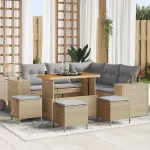 Set de canapele pentru grădină 9 pcs Beige și gri deschis GartenMobel Dekor