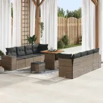 Set de canapele pentru grădină cu pernă 11 pcs Gri poliratan GartenMobel Dekor