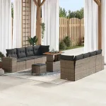 Set de canapele pentru grădină cu pernă 11 pcs Gri poliratan GartenMobel Dekor