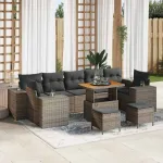 Set de canapele pentru grădină cu pernă cu pernă 10 pcs Gri GartenMobel Dekor