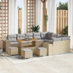 Set de canapele pentru grădină 13 pcs Beige și gri deschis GartenMobel Dekor