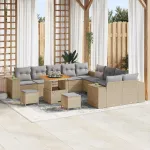 Set de canapele pentru grădină 13 pcs Beige și gri deschis GartenMobel Dekor