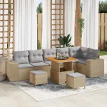 Set de canapele pentru grădină 9 pcs Beige și gri deschis GartenMobel Dekor