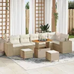 Set de canapele pentru grădină 9 pcs Bej și crem poliratan GartenMobel Dekor