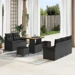 Set de canapele pentru grădină cu pernă 8 pcs Negru GartenMobel Dekor