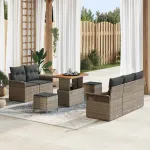 Set de canapele pentru grădină cu pernă cu depozitare 8 pcs Gri GartenMobel Dekor