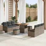 Set de canapele pentru grădină cu pernă cu depozitare 9 pcs Gri GartenMobel Dekor