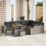 Set de canapele pentru grădină cu pernă cu pernă 12 pcs Gri GartenMobel Dekor