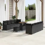 Set de canapele pentru grădină cu pernă Negru 90 x 55 x 71 cm GartenMobel Dekor
