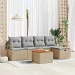 Set de canapele pentru grădină cu pernă 6 pcs Bej poliratan GartenMobel Dekor