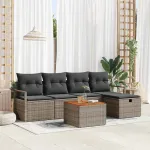 Set de canapele pentru grădină cu pernă 6 pcs Gri poliratan GartenMobel Dekor