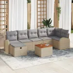 Set de canapele pentru grădină cu pernă 8 pcs Bej poliratan GartenMobel Dekor