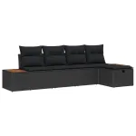 Set de canapele pentru grădină cu pernă 5 pcs Negru poliratan GartenMobel Dekor