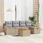 Set de canapele pentru grădină cu pernă 6 pcs Bej poliratan GartenMobel Dekor