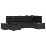 Set de canapele pentru grădină cu pernă 6 pcs Negru poliratan GartenMobel Dekor