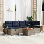 Set de canapele pentru grădină cu pernă 7 pcs Gri poliratan GartenMobel Dekor