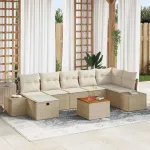 Set de canapele pentru grădină cu pernă 8 pcs Bej poliratan GartenMobel Dekor