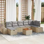 Set de canapele pentru grădină cu pernă 8 pcs Bej poliratan GartenMobel Dekor