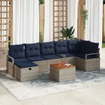 Set de canapele pentru grădină cu pernă 8 pcs Gri poliratan GartenMobel Dekor