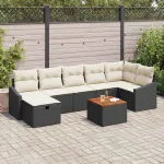 Set de canapele pentru grădină cu pernă 8 pcs Negru poliratan GartenMobel Dekor