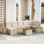 Set de canapele pentru grădină cu pernă 8 pcs Bej poliratan GartenMobel Dekor