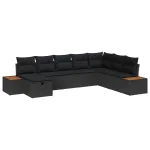 Set de canapele pentru grădină cu pernă 8 pcs Negru poliratan GartenMobel Dekor