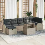 Set de canapele pentru grădină 8 pcs Gri deschis Rattan poli GartenMobel Dekor