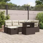 Set de canapele pentru grădină cu pernă 7 pcs Maro Rattan poli GartenMobel Dekor