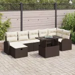 Set de canapele pentru grădină cu pernă 8 pcs Maro Rattan poli GartenMobel Dekor