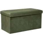 Taburet pliabil Atmosphera Lilou cu spatiu depozitare 80L, 76x38x38 cm, verde khaki