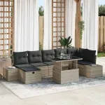 Set de canapele pentru grădină 8 pcs Gri deschis Rattan poli GartenMobel Dekor