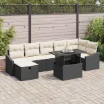 Set de canapele pentru grădină cu pernă 8 pcs Negru Rattan poli GartenMobel Dekor