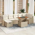 Set de canapele pentru grădină cu pernă 8 pcs Bej poliratan GartenMobel Dekor